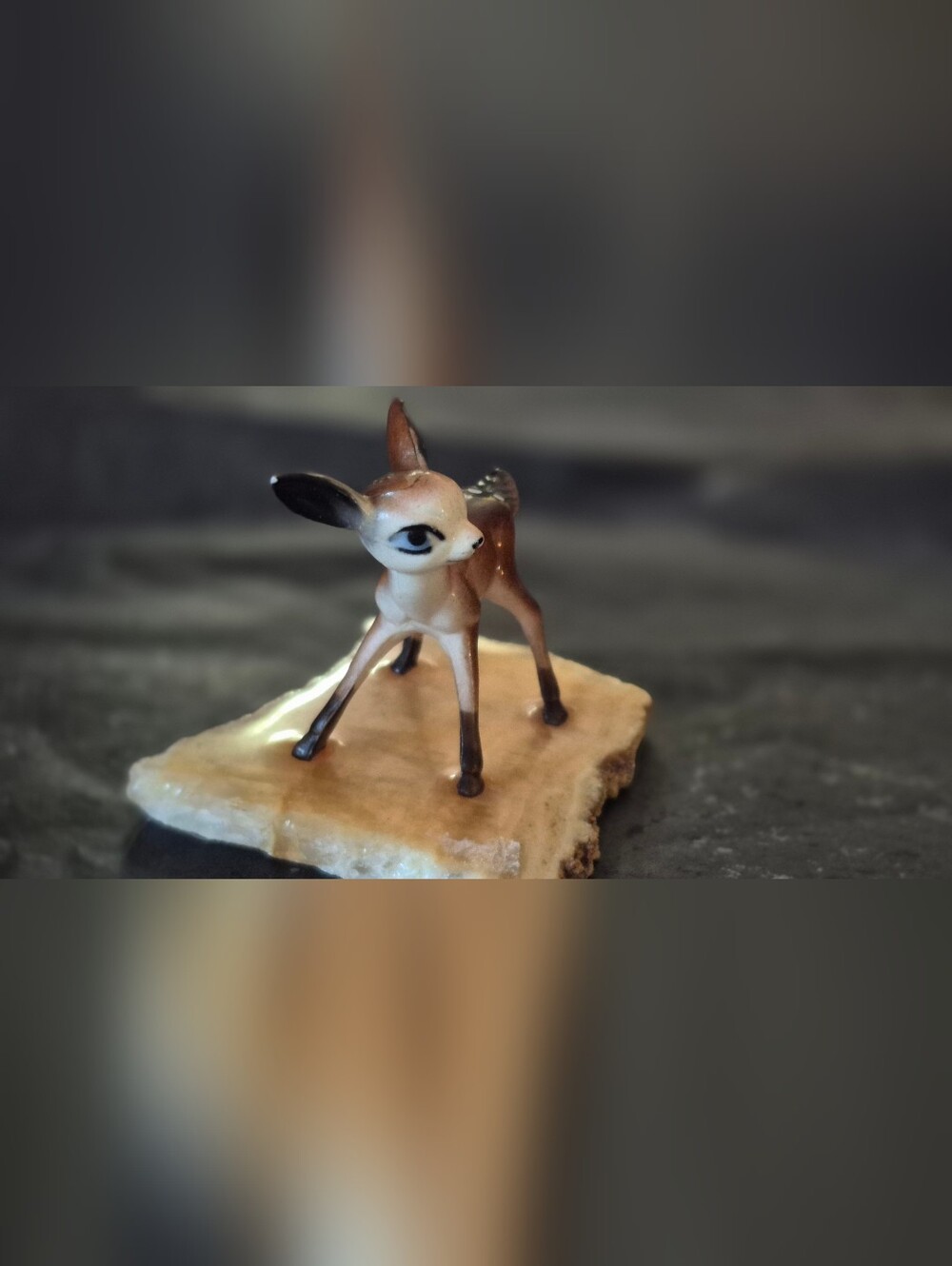 Hand-Painted Brown Ceramic Fawn Figurine - Decorative Home Art
